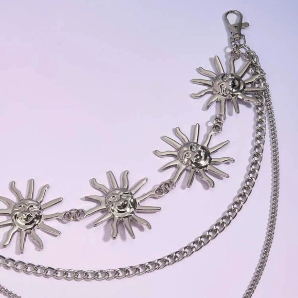 Silver Sun Metal Link Double Chain Belt Body Chain - Picture 6 of 9